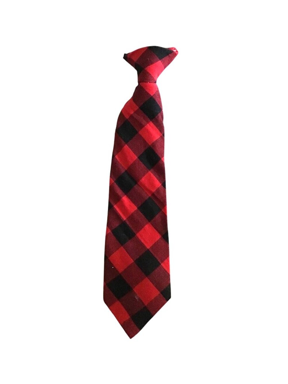 Toddler Boy Buffalo red/black Plaid Clip Tie